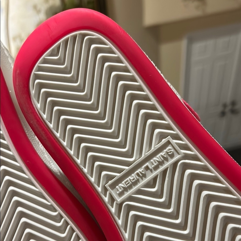 Saint Laurent SL 80 hightop Men’s White and Pink Sneakers - Picture 13 of 17